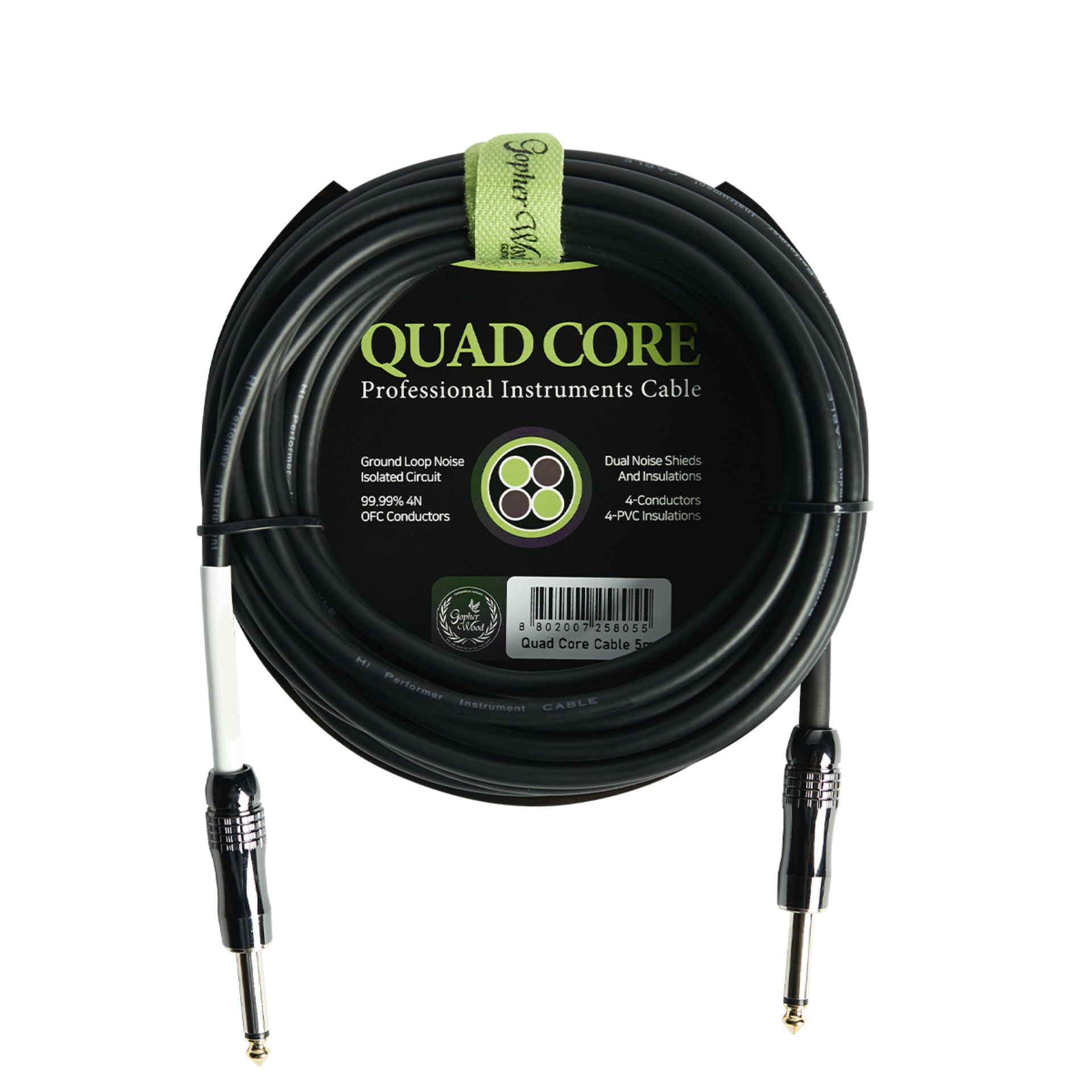 GOPHERWOOD 고퍼우드 Quad Core Cable 5M 기타/베이스 케이블